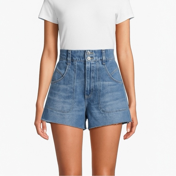 FRAME High Rise Darted Wide Leg Denim Short DWLS727 - Picture 1 of 11